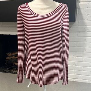 Banana Republic Crimson and White Striped Long Sleeve Tee